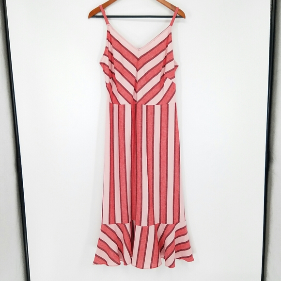 ECI NEW Colorblock Stripe Flounce Hem Dress Size 8 - Picture 1 of 8
